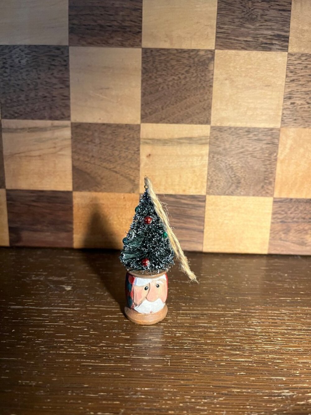 Santa Folk Art Ornament Signed EW A103